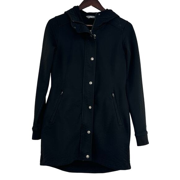 The North Face Quilted Fleece Jacket Women's Small Black Hooded Mid-Length Cozy - Picture 1 of 5